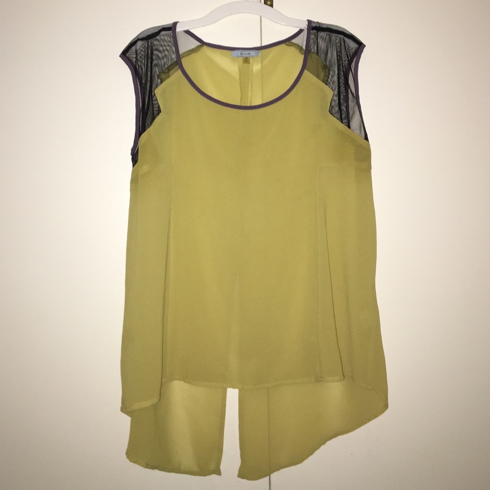 Yellow semi sheer hi lo top